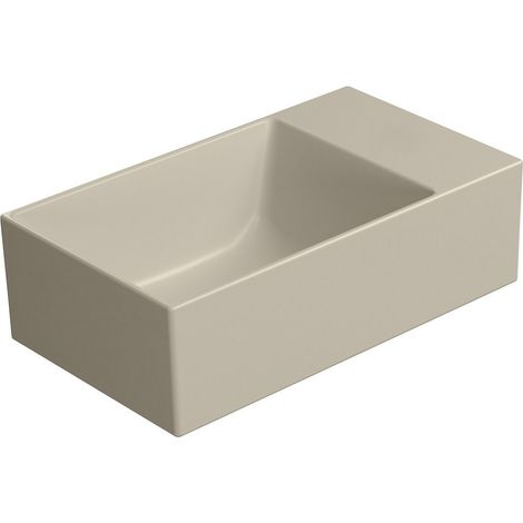 Lavabo en céramique KUBE X 40x23cm, sans trou pour robinetterie, droite/gauche, creta mat (1/4)