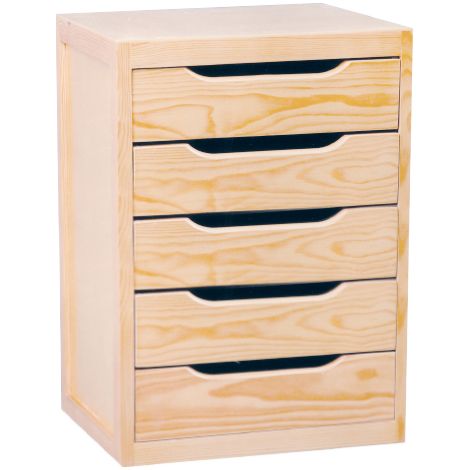 Cassettiera da Tavolo 5 cassetti 39x30x46 cm in Legno di Pino Naturale (1/3)