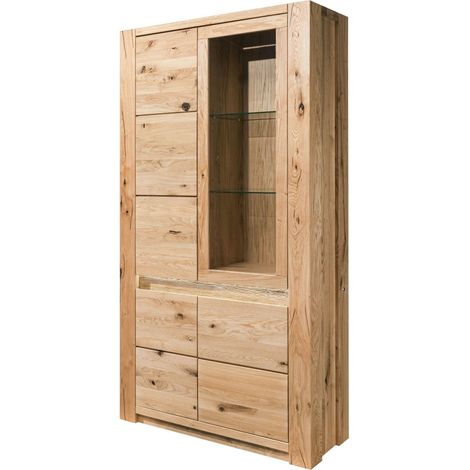 Vitrine Wildeiche 113x40x205 beige geölt KENT 202