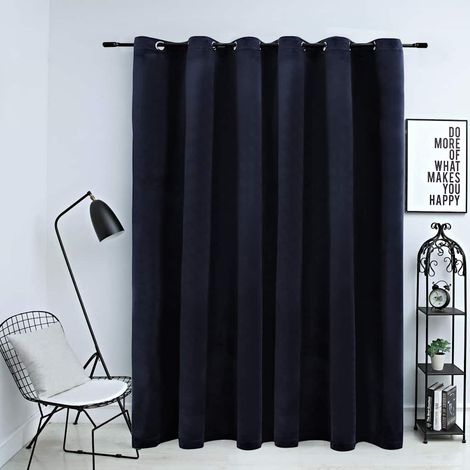 Rideau occultant à œillets métalliques, velours noir, 290 x 245 cm (1/5)