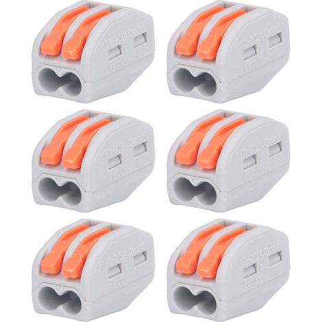 Connecteur de Fil Électrique 50 Pièces, 2 Ports, Bornier de Connexion Rapide à Levier, Kit de Câblage Orange (1/5)