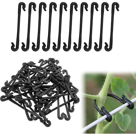 Lot de 200 Clips de Jardin pour Plantes Grimpantes Supports pour Plantes Clip de Support de Tomate Clip en Plastique pour Plantes grimpantes de vigne intérieures et extérieures, 6 cm (Noir) (1/5)