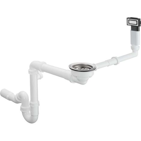 Hansgrohe Juegos de desagüe - Conjunto de desagüe y rebosadero para fregadero de un seno, acero inoxidable 43921800
