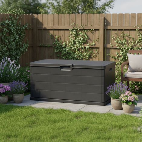 Cofre Criolla, Capacidad 340 l, Tapa Abatible Made in Italy, Soporta Peso, 118x59x57h cm Negro Antracita (1/3)