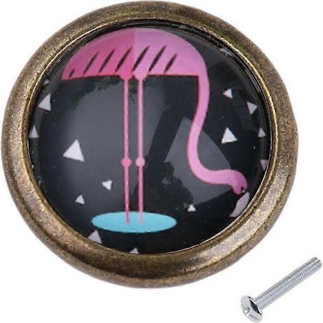 Bouton décoratif en alliage de zinc, motif flamants roses, un trou, pour la décoration de cuisine-3 (1/5)
