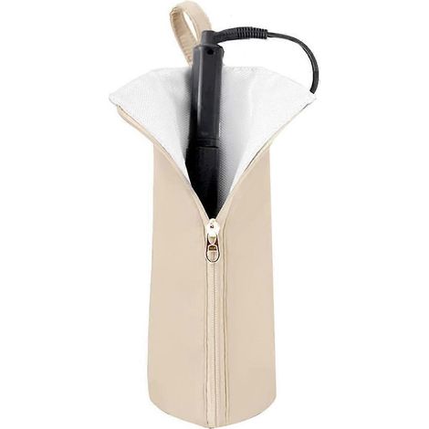 Support et tapis pour fer à friser, sac de voyage résistant à la chaleur pour fer à friser beige (1/5)