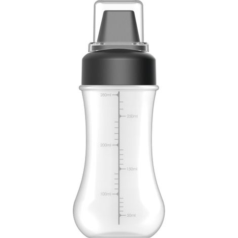 Auslaufsichere Saucenflasche mit Skala und transparenten Etiketten für die Küche – Schwarz (1/5)