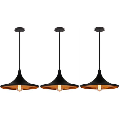 Lustre Suspension Rétro E27 Luminaire de Plafond Métal Plafonnier Lamp Intérieur pour Cuisine Chambre Café Restaurant - 3Pcs (1/5)