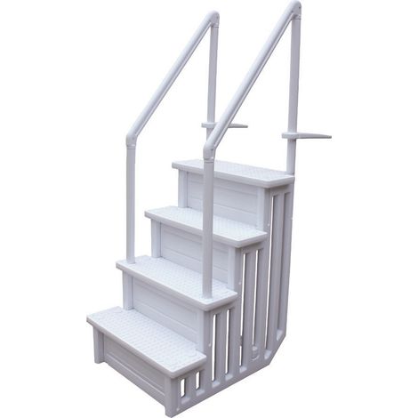 Habitat Et Jardin – Escalier de piscine en résine ajustable 122-137 cm – 4 marches antidérapantes – Charge max 180 kg – Installation facile par emboîtement