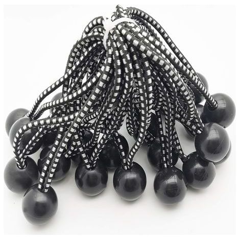 25 Tendeur Elastique Caoutchouc Professionnel avec Boule (Noir 140 mm) pour Tentes, Bâches, Affiches. Tendeur Bâche, Sangle Élastique, Support de Bâche, Caoutchouc de Bâche, Tendeur Caoutchouc. (1/3)