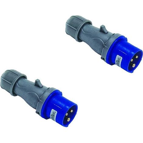 SPINA INDUSTRIALE VOLANTE BLU 2 POLI + TERRA 16 a 220 VOLT CEE IP44 -- pz 2 -- (1/2)
