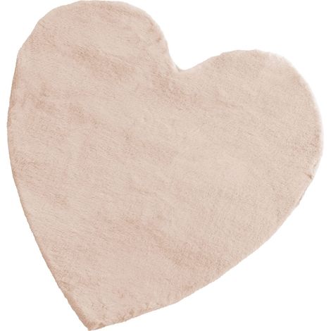 Baroni Home Tappeto a pelo lungo, Tappeto per bambini morbido, Tappeto Bambini Cameretta, Tappeto in Pelliccia Ecologica Morbido, Cuore Rosa, 90x90 cm (1/3)
