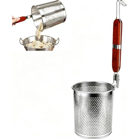 Passoire à pâtes en acier inoxydable microporeux pour la cuisine, passoire fine avec manche en bois (passoire, 12 cm) (1/5)