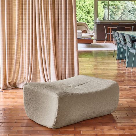 Pouf. repose-pieds pour chauffeuse Sokol bouclette texturée beige - Sokol (1/5)