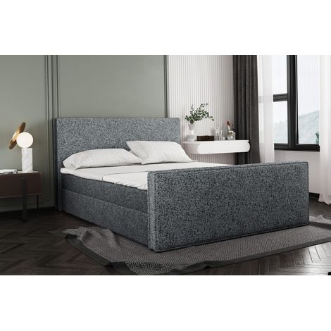 Boxspringbett mit bettkasten und matratze + topper LILA stof Puente Dunkelgrau 180x200 cm (1/3)