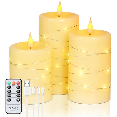 3 Bougie Led Rechargeable,1000mah,Guirlande Lumineuse,Télécommande,Maison,Camping (1/5)