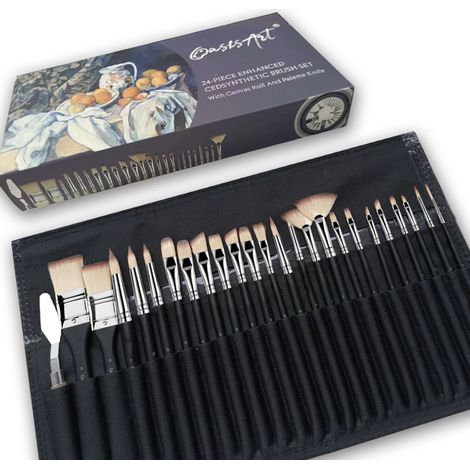 25 pinceaux professionnels pour peinture acrylique – Pinceaux d'artiste en fibres synthétiques de qualité supérieure avec étui de rangement (1/5)