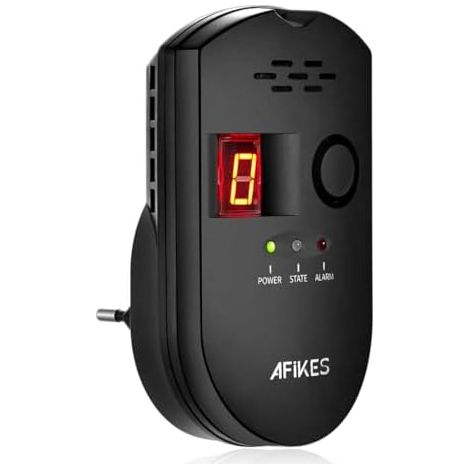 Détecteurs de gaz, Alarme GPL/gaz Naturel/gaz Ville, avec sonore et Affichage numérique LED, Moniteur méthane Propane Butane (Noir) Noir -