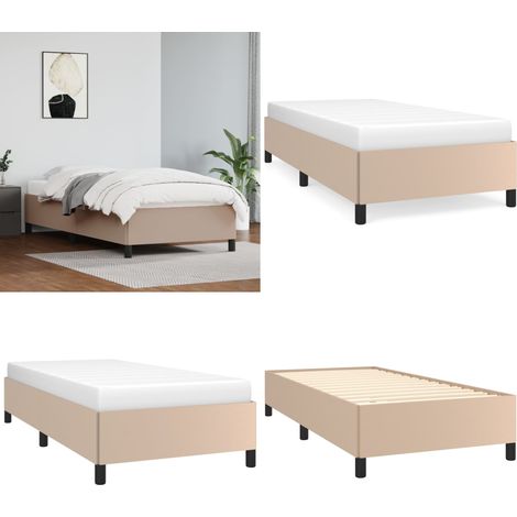 Bettgestell Cappuccino-Braun 90x200 cm Kunstleder - Betten - Bettgestelle - Schlafzimmermöbel - Kunstlederbettwäsche - Doppelbett - Home & Living (1/5)