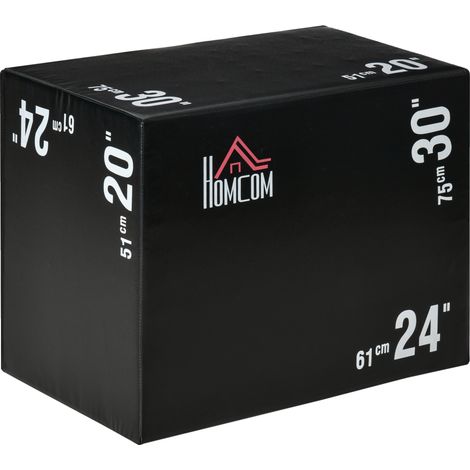 Plyo Box 3 in1 a 3 Altezze, Jumping Box Pliometrico Capacità 120kg, 75x51x61cm, Nero