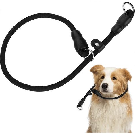 Collier de dressage pour chien, collier rond en corde de nylon anti-traction, laisse pour chien, laisse pour petits chiens (noir) (1/5)