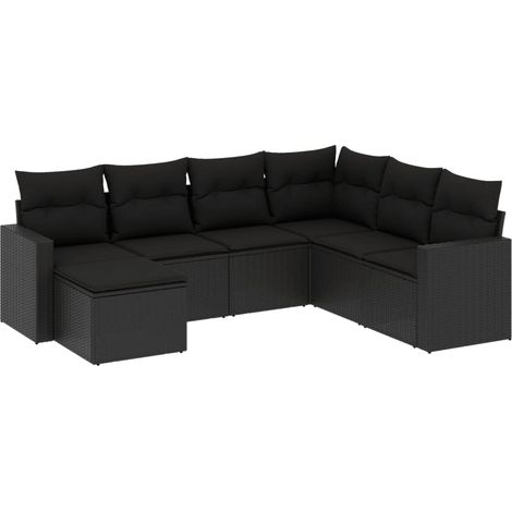 Set Divani da Giardino con Cuscini 7pz Nero Polyrattan vidaXL (1/3)