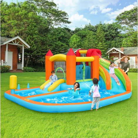 Castello gonfiabile da esterno multigioco 460 x 343 x 190 cm con soffiatore 450 W DESVIAE (1/5)