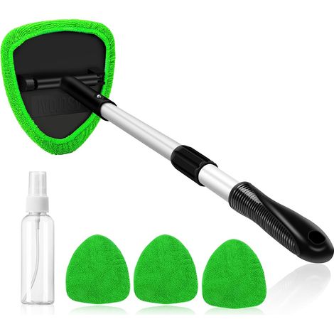 Le lave-glace, un outil pour nettoyer l'intérieur des pare-brise de voiture, est livré avec 4 lingettes en microfibre réutilisables et lavables, vertes-FF- (1/5)