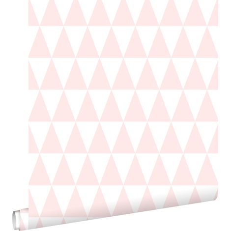 papier peint triangles graphiques rose clair et blanc - ESTAhome (1/5)