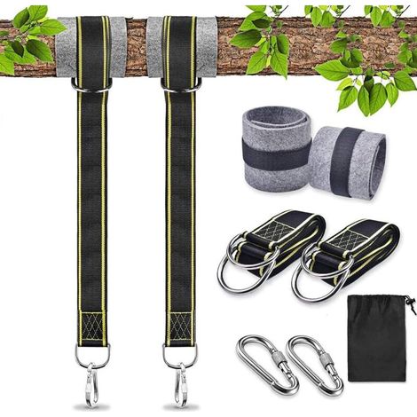 Hammock Hanging Strap Fixing for Hanging Chair Outdoor Swing Rope Accessory Safety Carabiners Swing Tree Strap for Hammock Swing (1.5M x 2) (1/5)