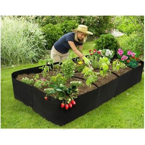 Sac de plantation de jardin surélevé rectangulaire en tissu respirant pour plantes, légumes(Sans fleurs ni terre), (1/4)