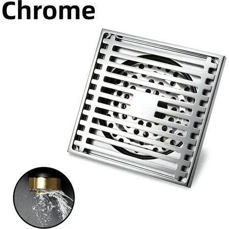 (Chrome)Brushed Rose Gold Bathroom Floor Drain 10CM10CM Square Brass Filter Hidden Type Deodorant Hairy Waste Grate Drains (1/4)