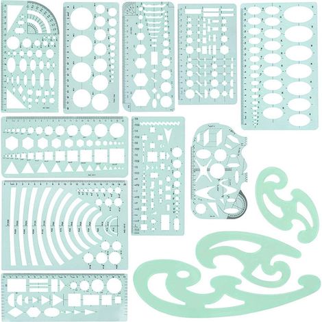 Stencil Cercle - En Plastique - Pour Dessin Technique Et Artistique - 13 Pièces - Type 9 (1/5)