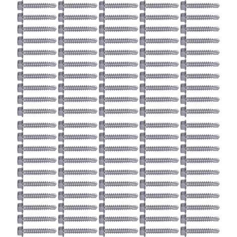 Vis à métaux autoforeuses tête hexagonale extérieure en acier inoxydable 410, lot de 100, tailles 4,2x25mm et 4,8x25mm, pour fixation rapide sans pré-perçage. (1/5)