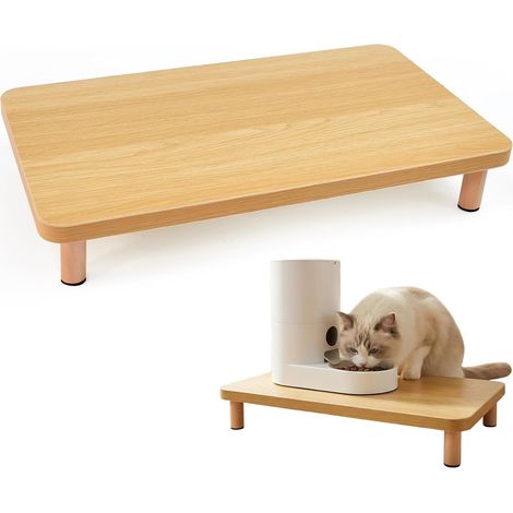 Soporte elevado para dispensador automático de comida para gatos en madera maciza natural, 40 x 25 x 6,1 cm, alivia la presión en la columna vertebral con patas antideslizantes, comedero para perros. (1/5)