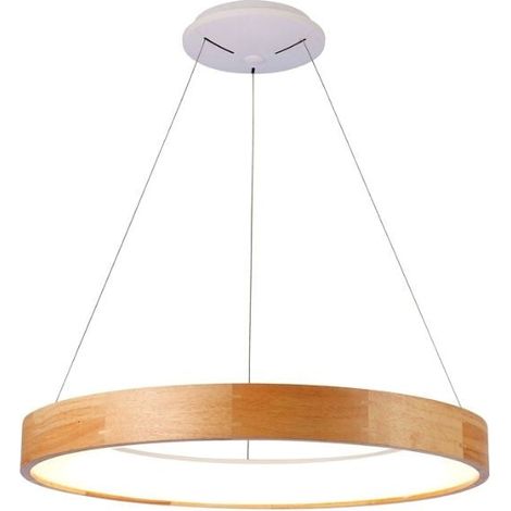 Lampada da Soffitto Sospesa LED Cerchio in Legno 30w