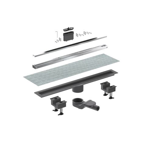 CANALETTA DOCCIA CANALISSIMA ALLUMINIO ORIZZONTALE KIT- L. 20 cm- BONOM- pezzi 1