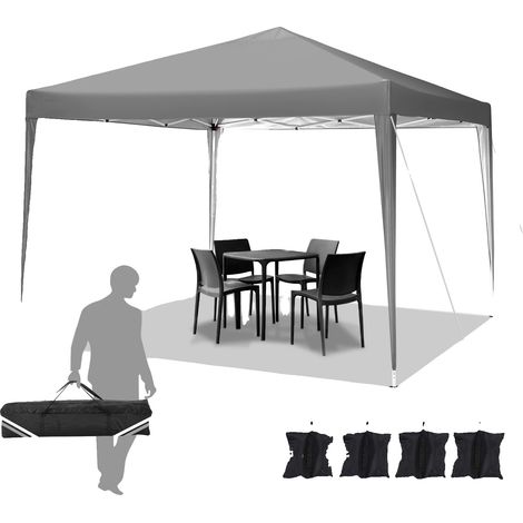 Carpa tipo toldo, de montaje instantáneo, impermeable con protección UV, gris claro. (1/2)