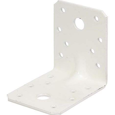 330378 Équerre renforcée galvanisée, plastifiée blanche 70 x 70 x 55 mm (1/5)