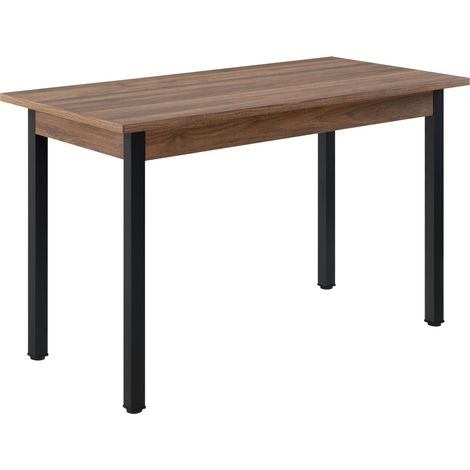 tavolo da pranzo scrivania da cucina MDF acciaio rivestito melaminico 120 cm cm marrone nero 030006268