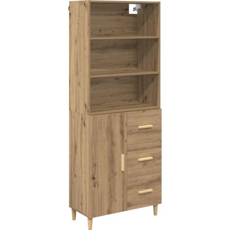 Aparador alto con cajón Roble artesanal 69,5 x 32,5 x 180 cm vidaXL