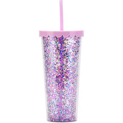 Gobelet en plastique double paroi de 700 ml, gobelet transparent simple à paillettes et sequins, grande contenance (1/5)
