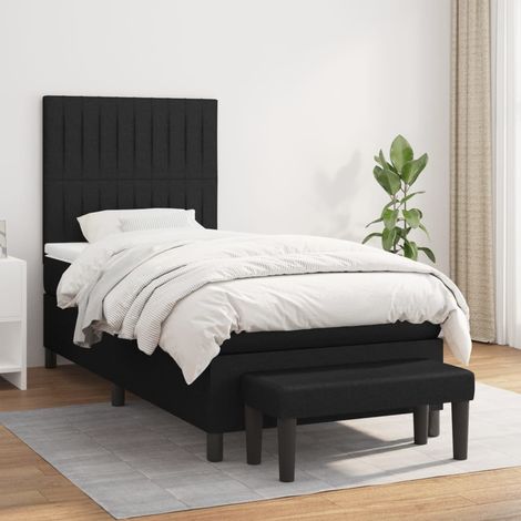 Boxspringbett mit Matratze Schwarz 80x200 cm Stoff