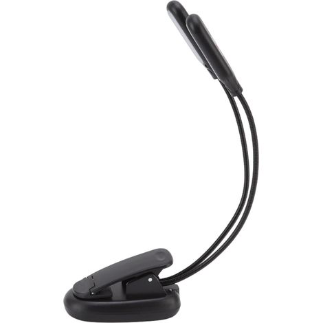 LED-Schreibtischlampe mit Doppelklemme, Leselampe für Studentenwohnheime, USB-wiederaufladbare Notenleuchte mit integriertem Akku, Modell 601, Doppelarm, 10 Leuchten, schwarz (1/5)
