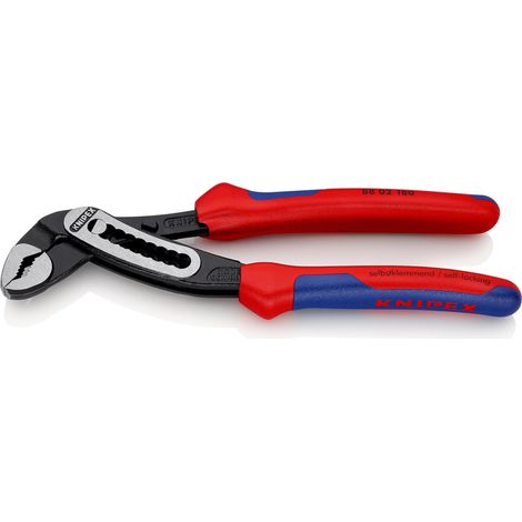 KNIPEX 88 02 180 Alligator® Wasserpumpenzange mit Mehrkomponenten-Hüllen schwarz atramentiert 180 mm