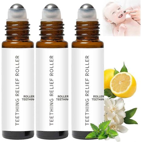 Lot de 3 rouleaux de massage naturels pour soulager la douleur et les poussées dentaires des bébés (Nouveauté 2025) (1/4)