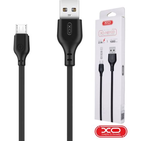 Cable de carga USB-microUSB XO NB103 tipo B, 1,0 m, 2,1 A, negro