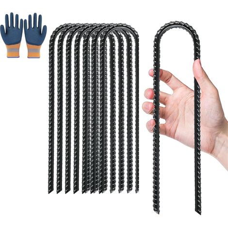 8 Pièces Piquets de Sol en Forme de U,Piquet ancrage de Tente 30 cm,Piquets de Trampoline,Ancrage Trampoline pour la sécurisation de clôtures,auvents,Camping (1/5)