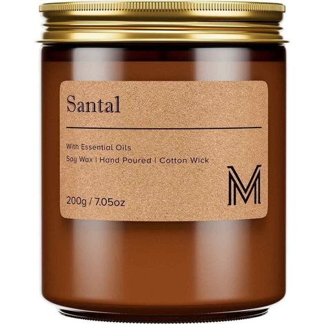 Duftkerze im Glas Santal 200g Sojawachs mit ätherischen Ölen 40h Brenndauer