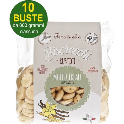 Biscotti Biscrocchi Rustici Multicereali alla vaniglia per cani 10 buste da 800 g